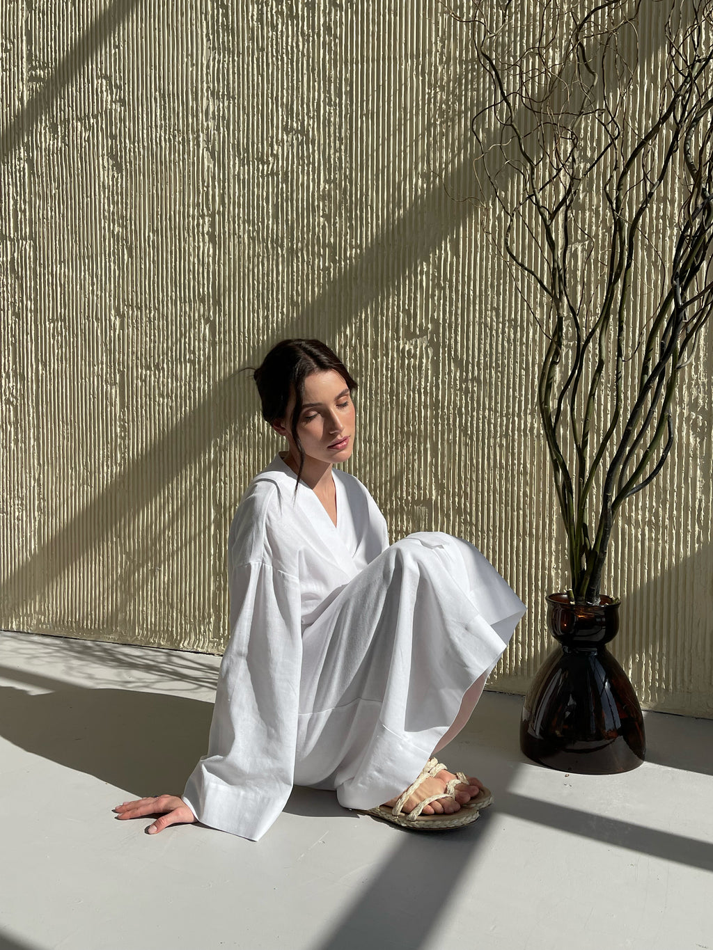 Лляна сукня-кімоно