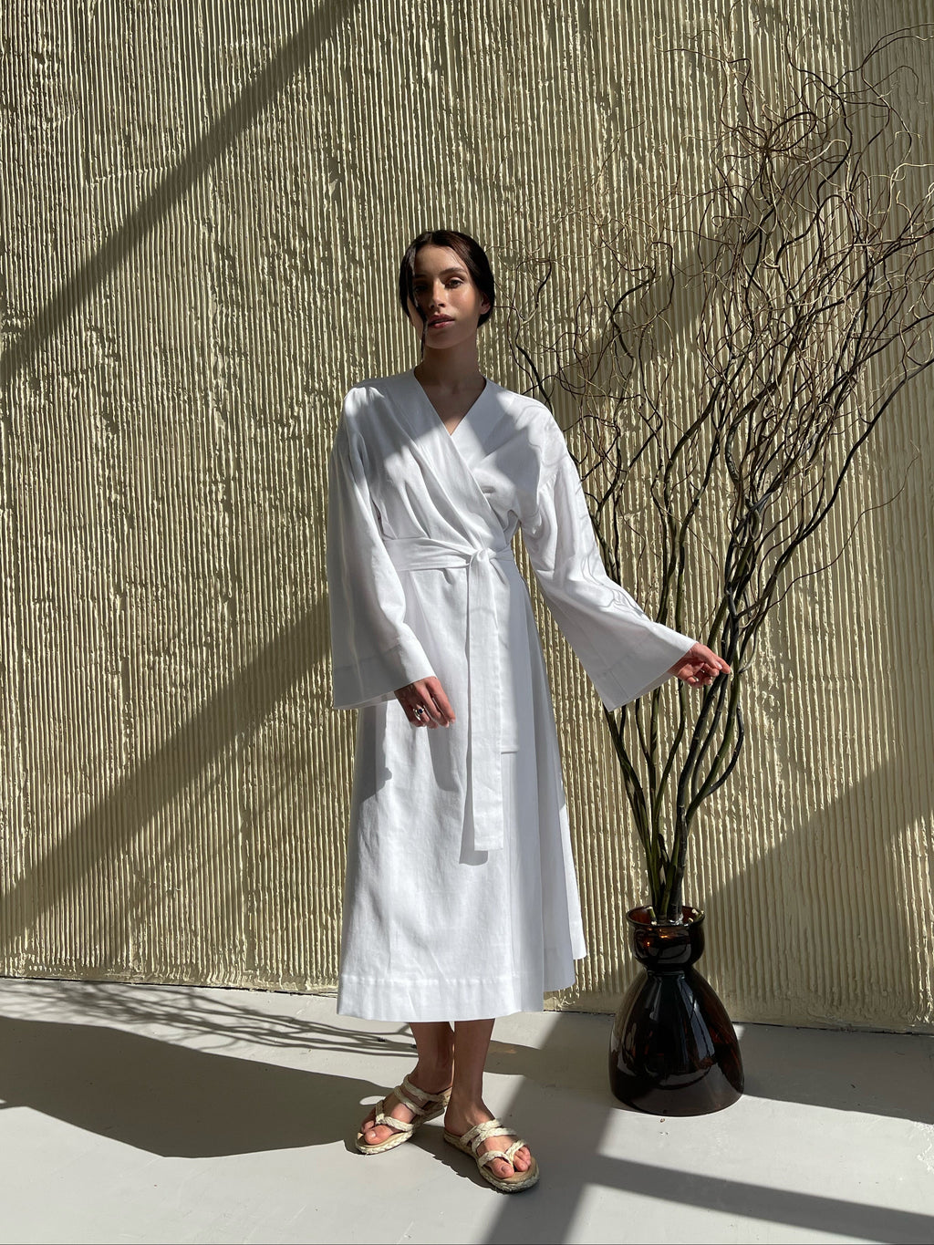 Лляна сукня-кімоно