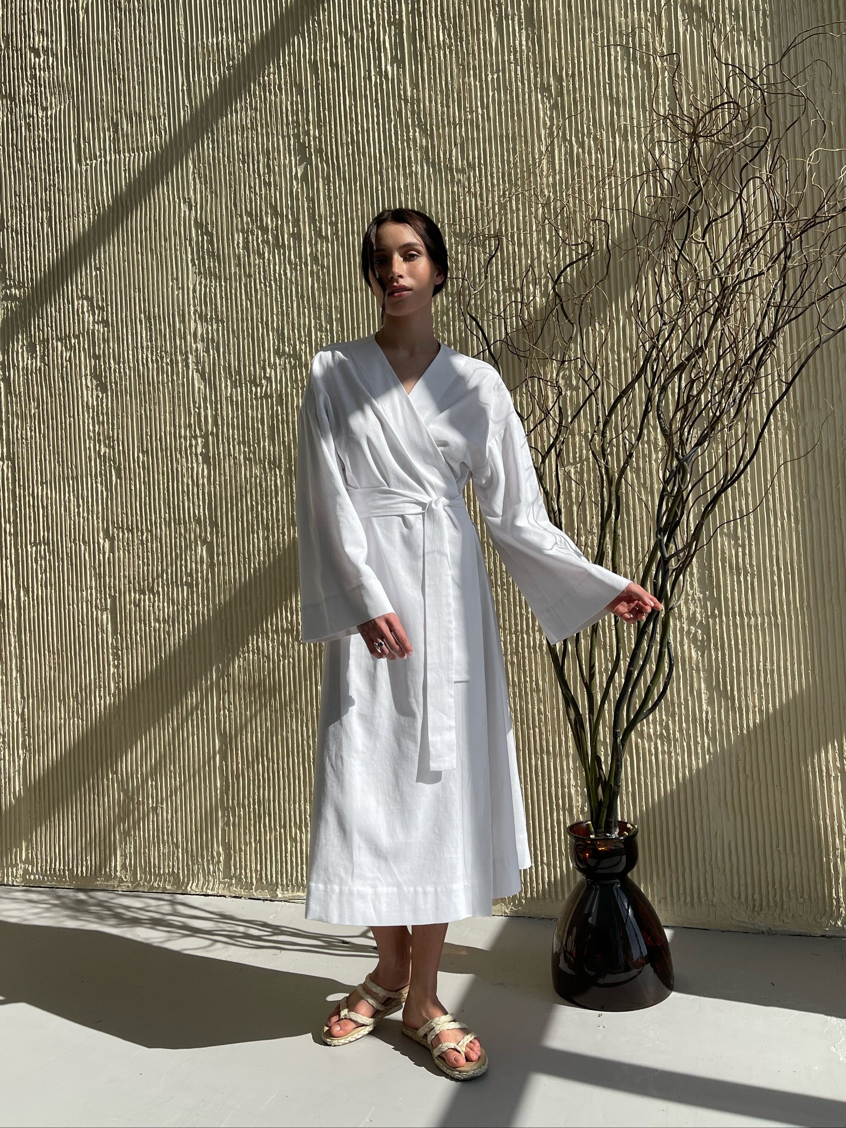 Лляна сукня-кімоно