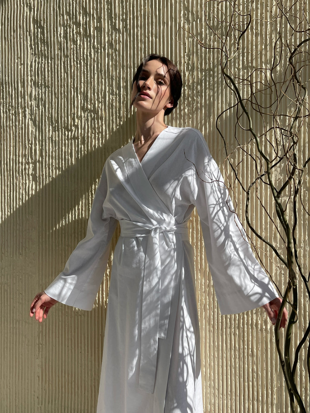 Лляна сукня-кімоно