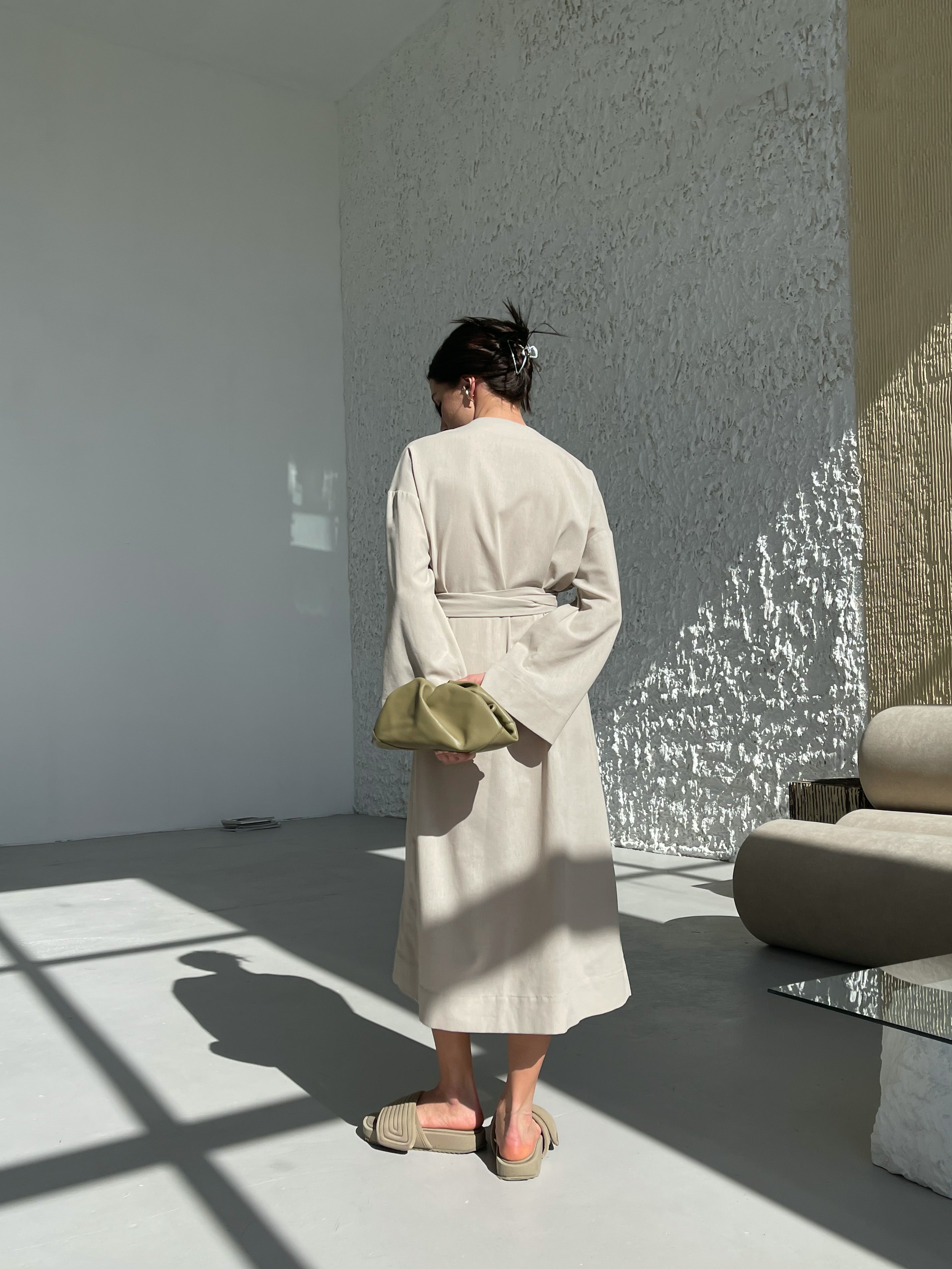 Лляна сукня-кімоно