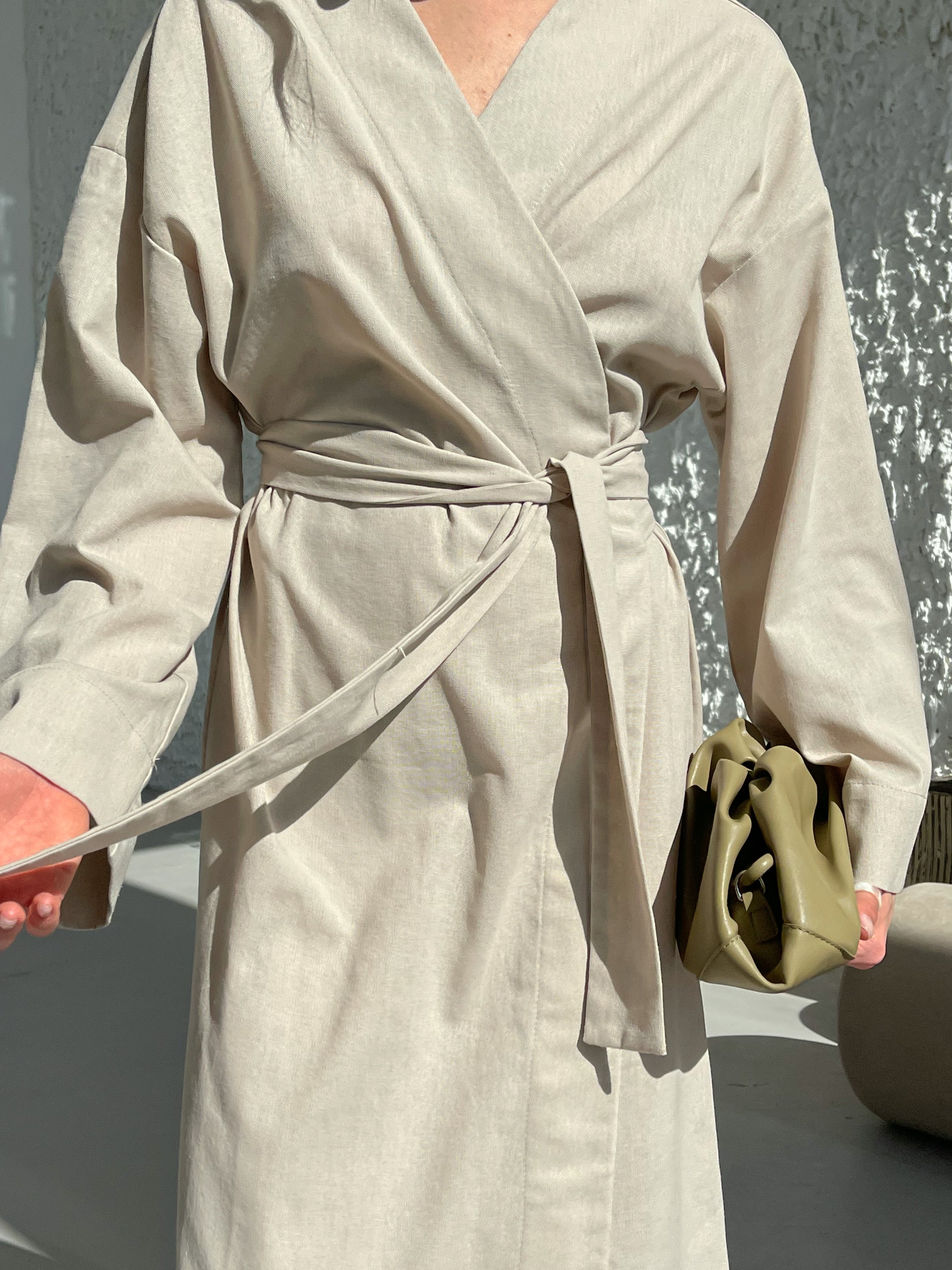 Лляна сукня-кімоно