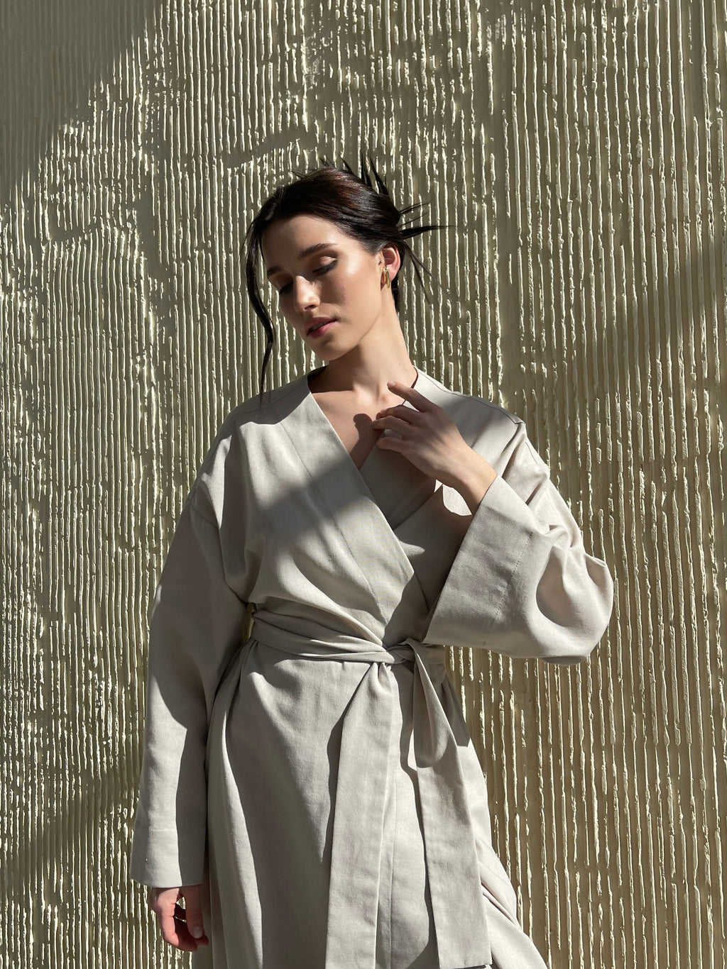 Лляна сукня-кімоно