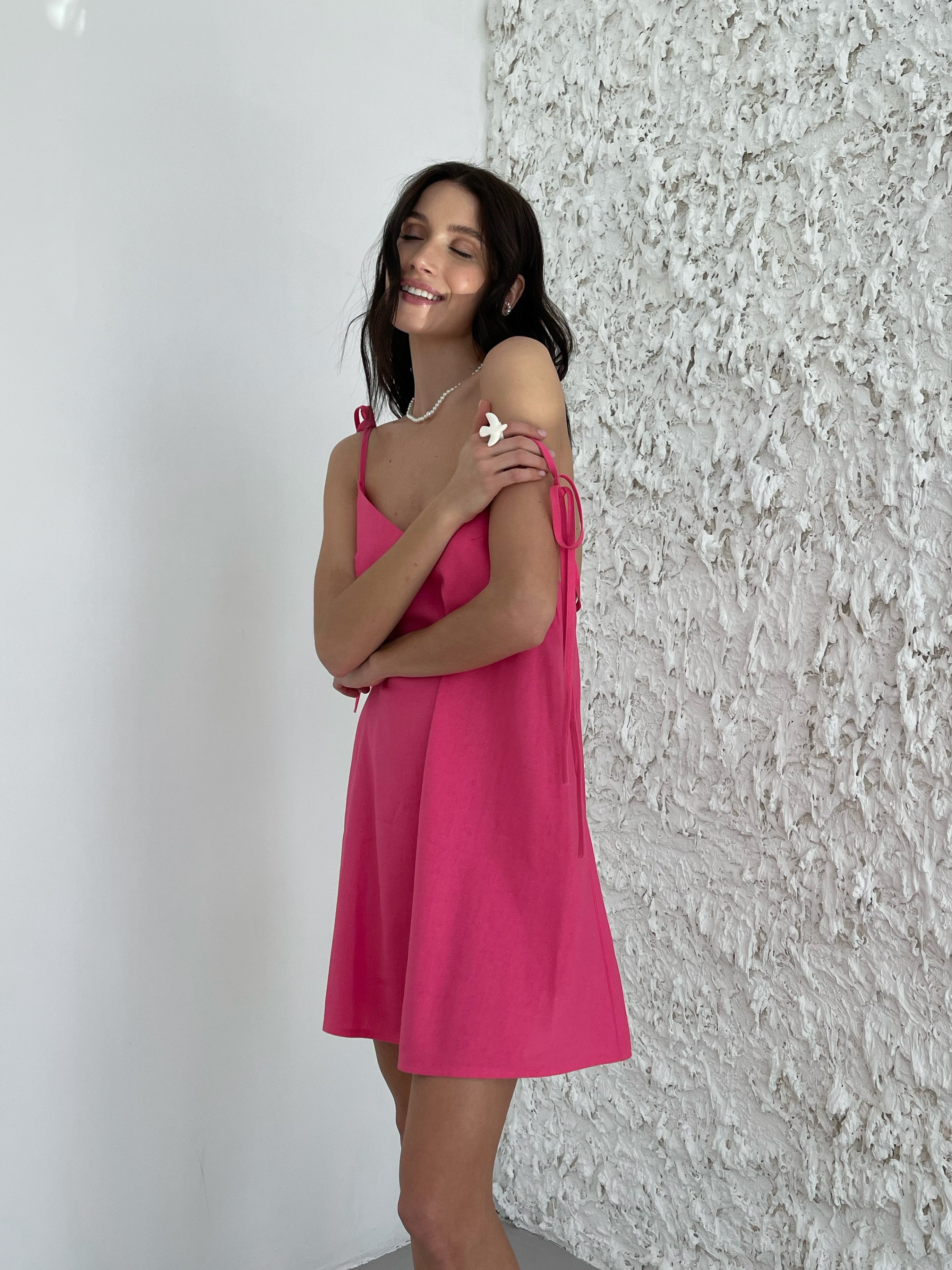 Лляний сарафан на зав'язках mini