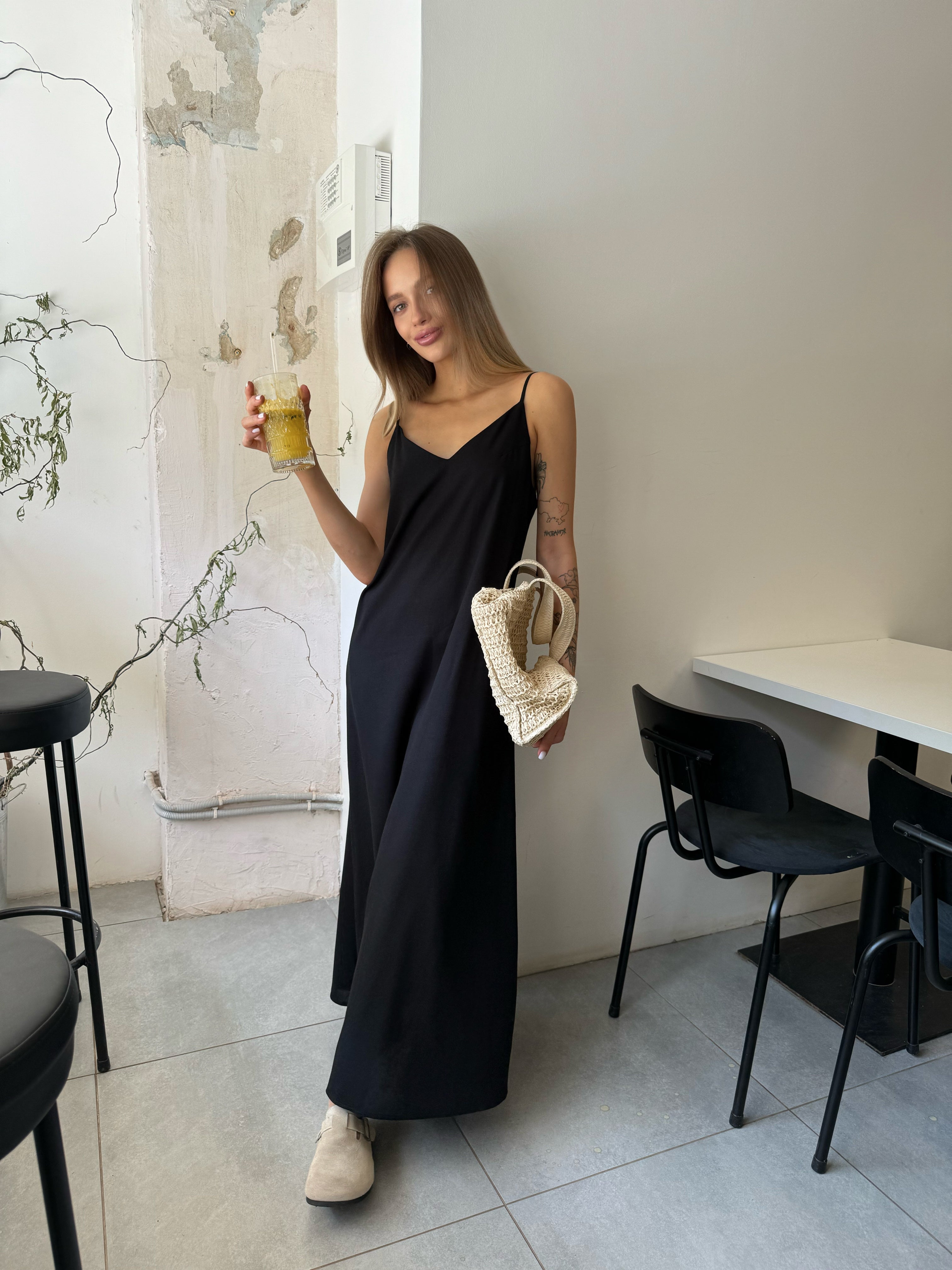 Лляний сарафан на зав'язках maxi