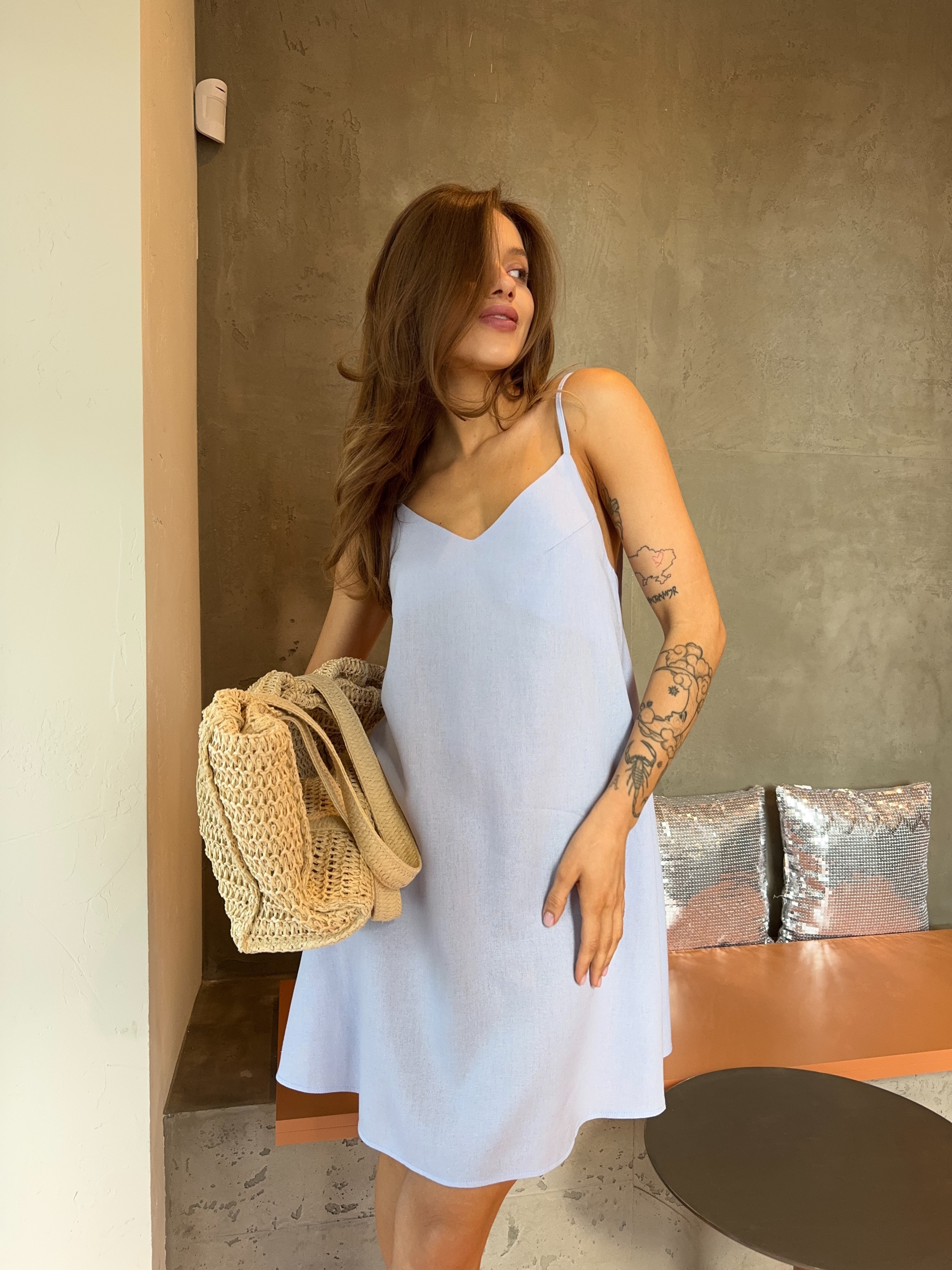 Лляний сарафан на зав'язках mini