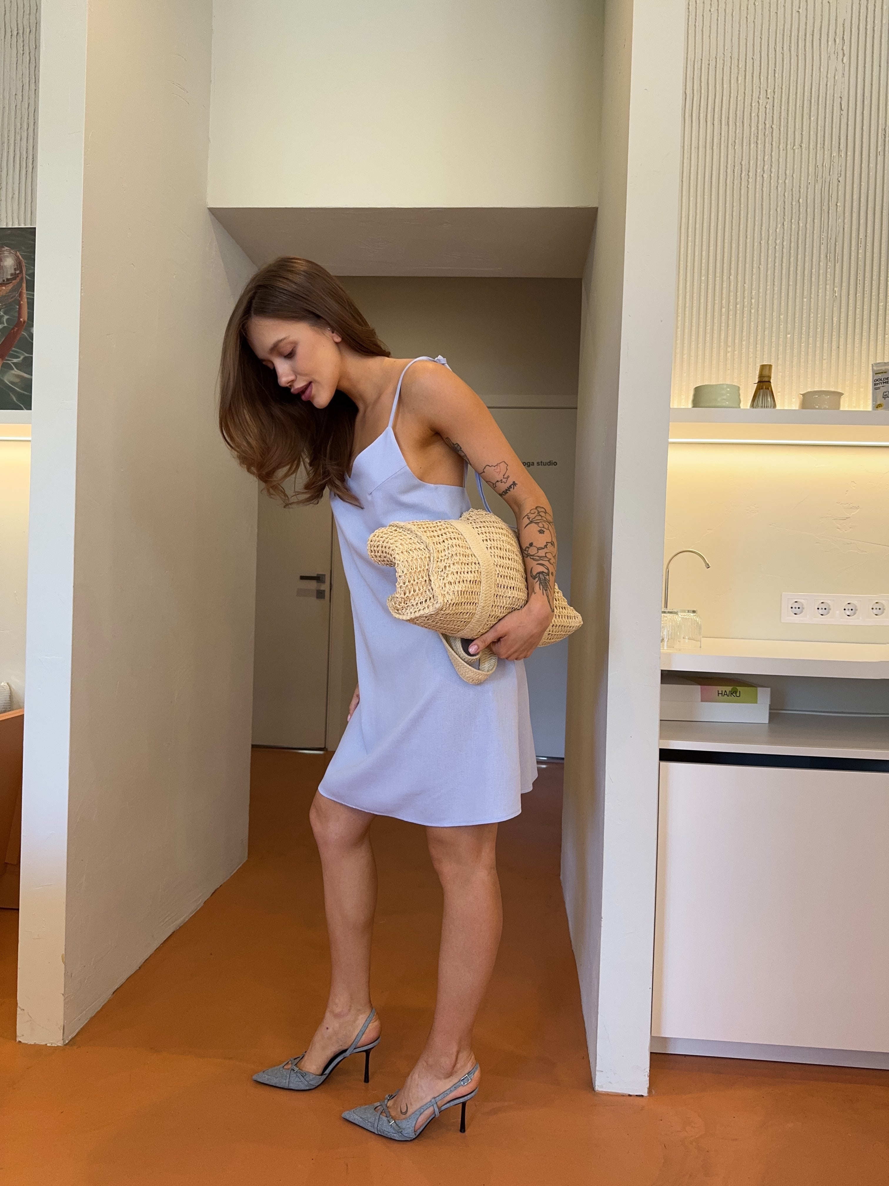 Лляний сарафан на зав'язках mini