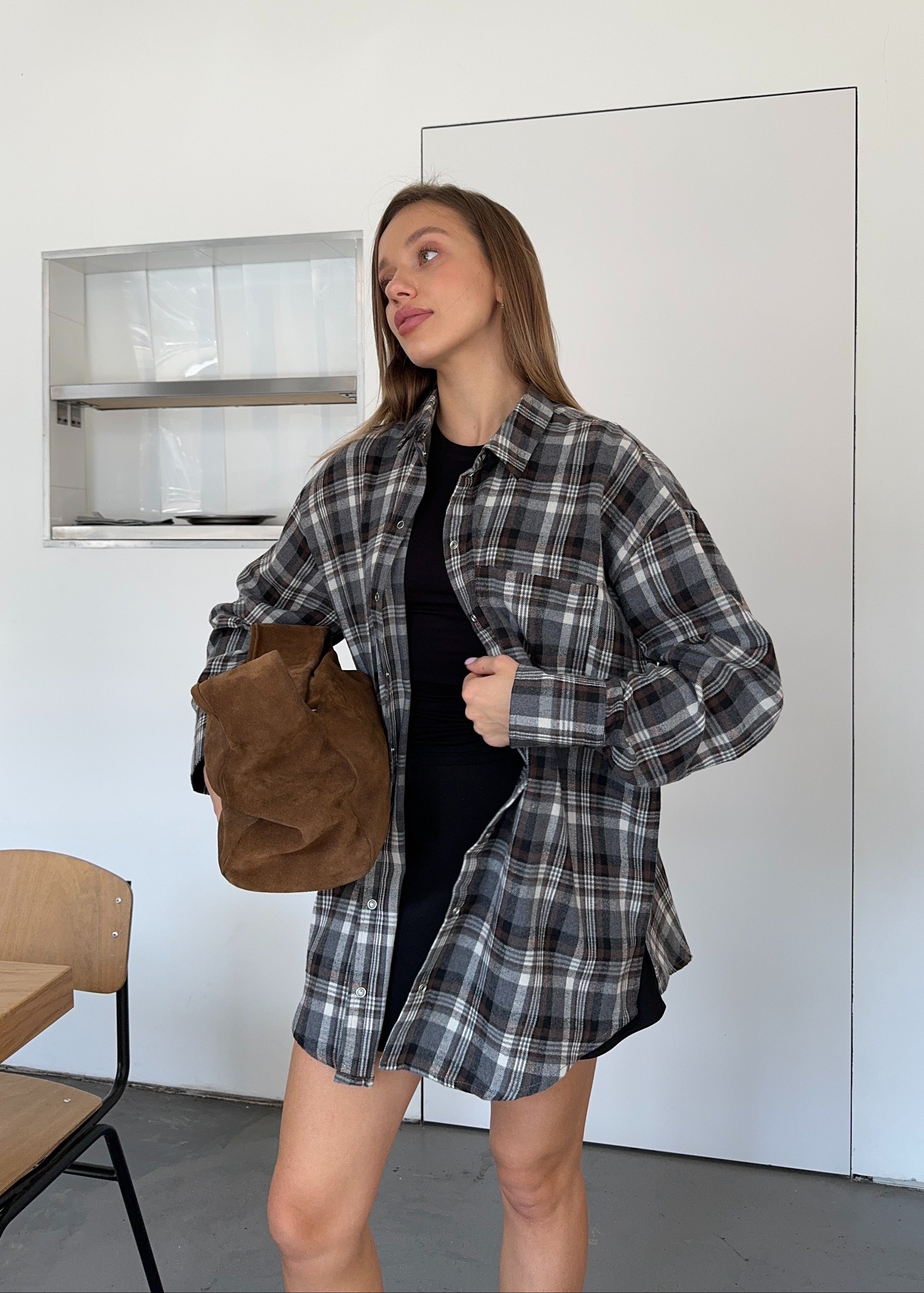 Сорочка в клітинку фланель